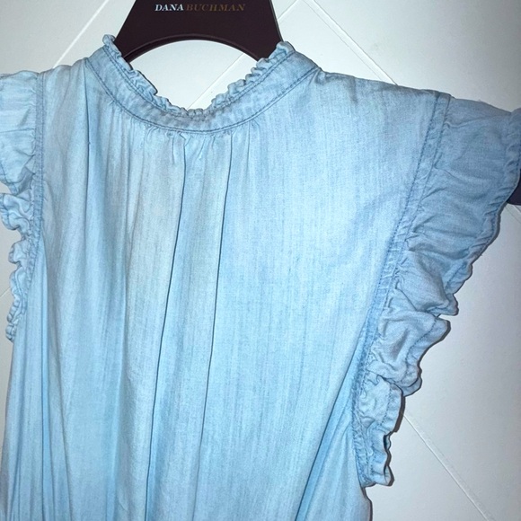 Bella Dahl Ruffle Sleeve Mini Dress Tencel Lycocell small Perennial Blue $165 - Picture 13 of 16